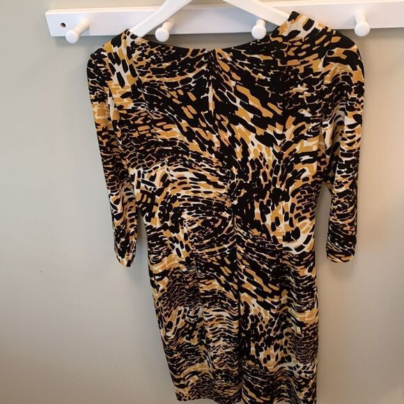 David Meister Midi Ruched Dress 3/4 Length Sleeves - Picture 3 of 3